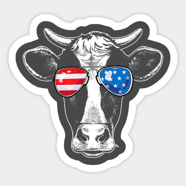 Vintage Patriot Cow T 4th Of July American Flag Sticker by Macy XenomorphQueen